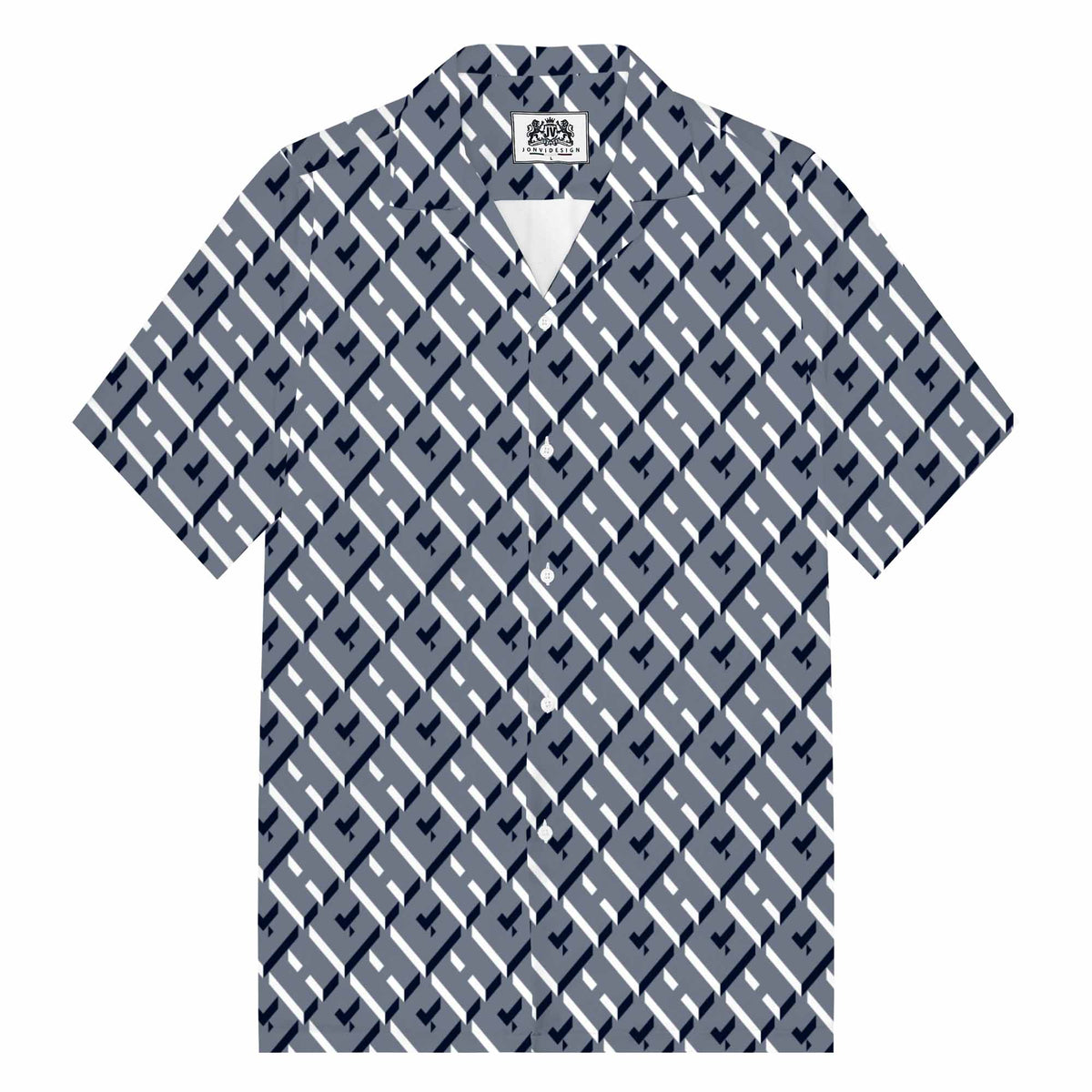 High-Grade Gray Style Camp Collar Short Sleeve Shirt