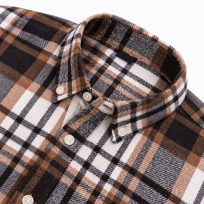 Men's Plus-Size Plaid Shirt, Fleece-Lined, Versatile Casual Fit, Cotton Long Sleeve for Young Men