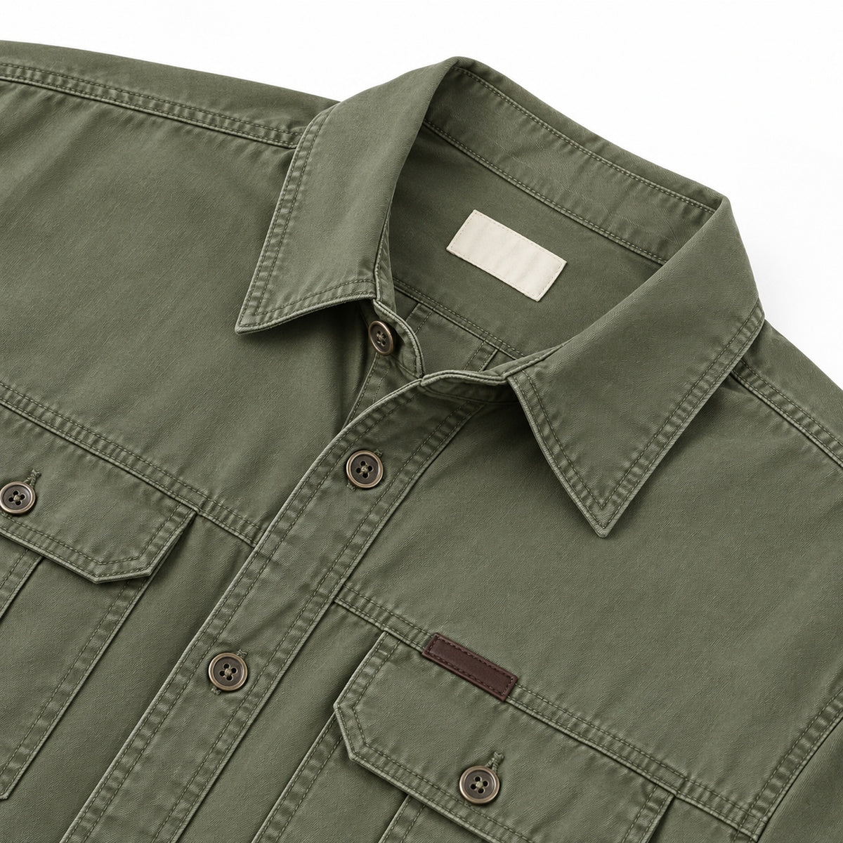 Men's Green Cotton Long-Sleeved Jacket