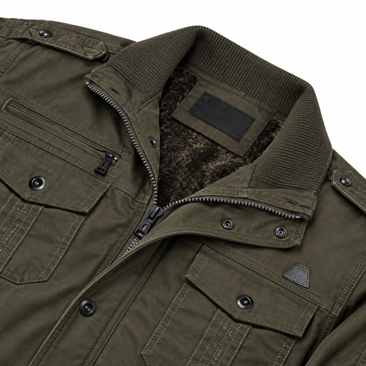 Men’s Army Green fleece-lined  hooded jacket
