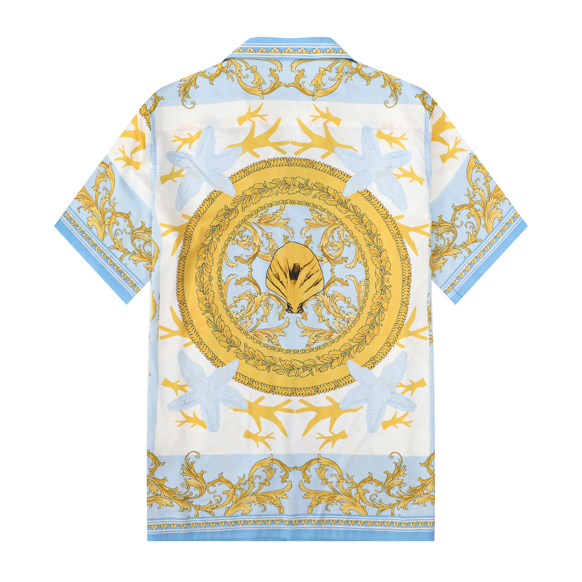 Baroque Floral Pattern Short Sleeve Camp Collar Shirt