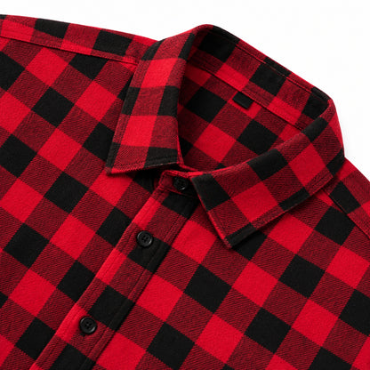 Men's Shirt - Plaid Long-Sleeved Shirt - Classic Ruffled Check Patterned Casual Cotton Men's Clothing Casual Export Shirt
