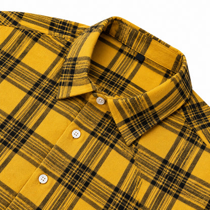 Men's Shirt - Plaid Long-Sleeved Shirt - Classic Ruffled Check Patterned Casual Cotton Men's Clothing Casual Export Shirt
