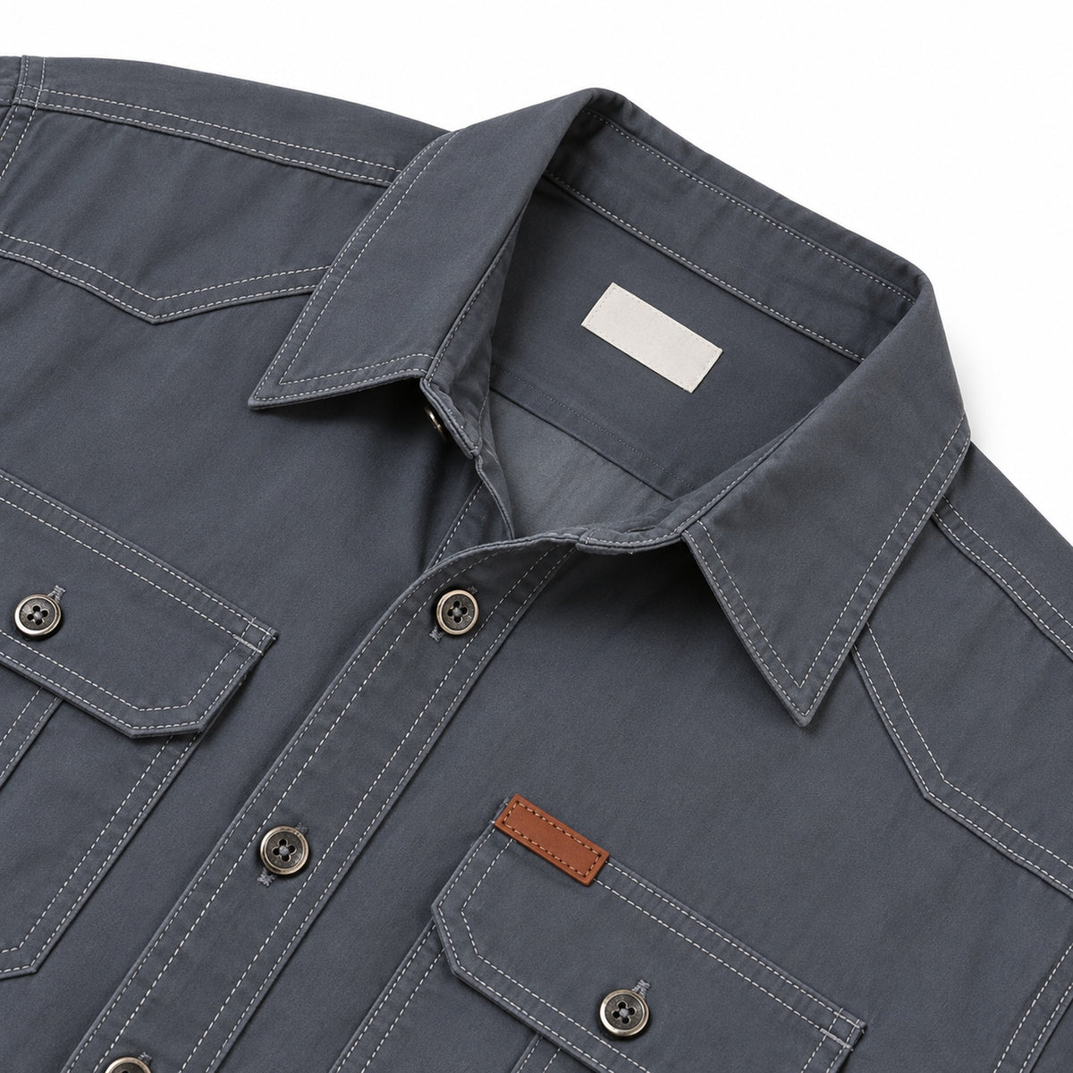 Men's Grey Cotton Long-Sleeved Jacket
