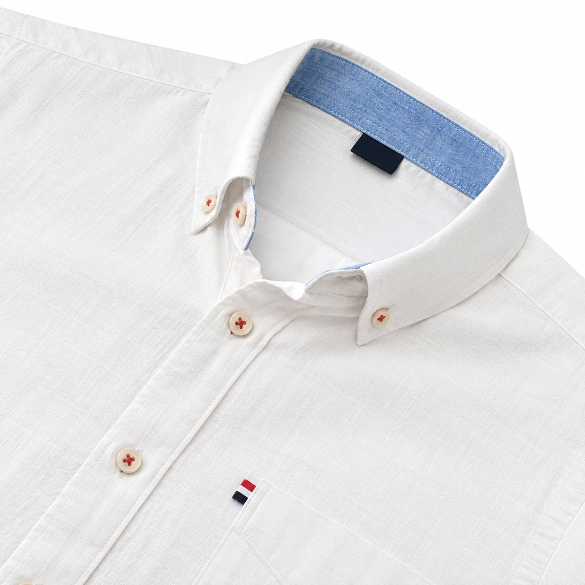 Cotton and linen men's long-sleeved shirt, solid color button-down men's shirt, breathable casual shirt