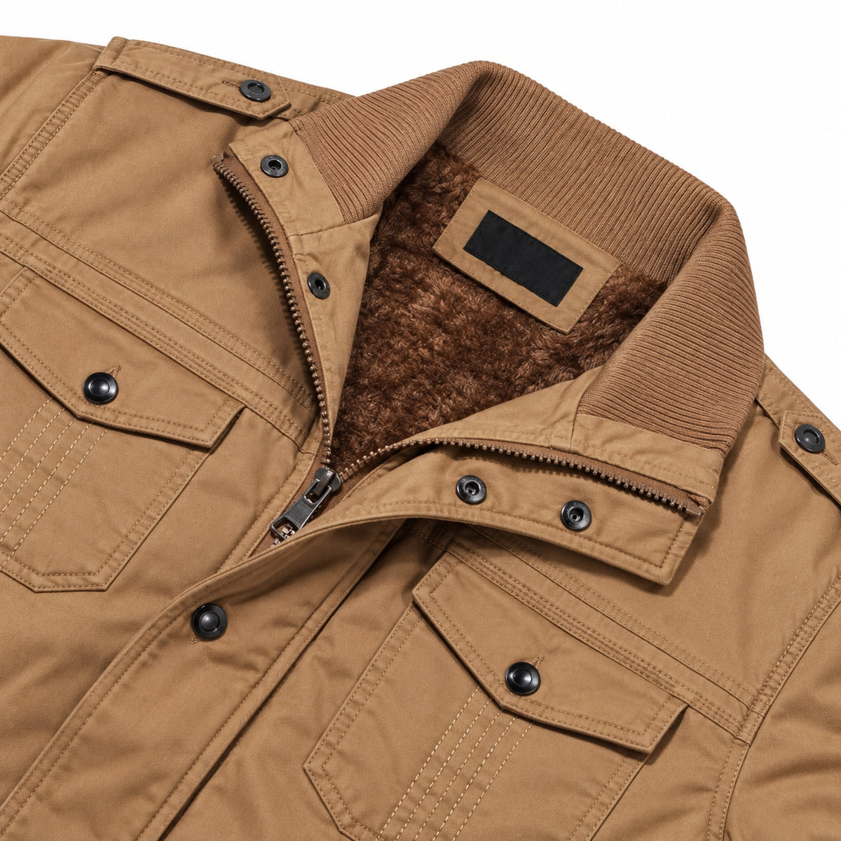 Men’s Khaki fleece-lined  hooded jacket