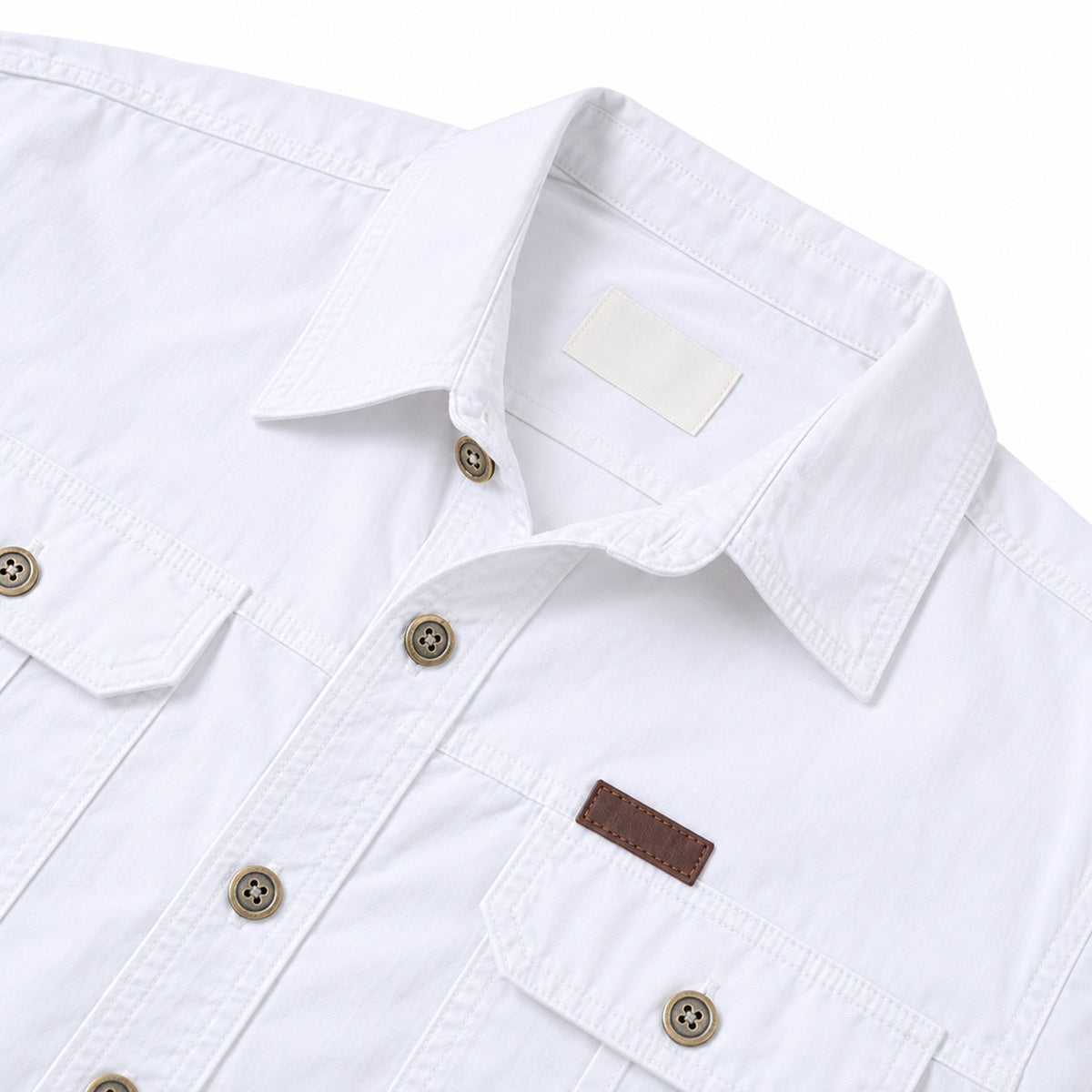 Men's White Cotton Long-Sleeved Jacket