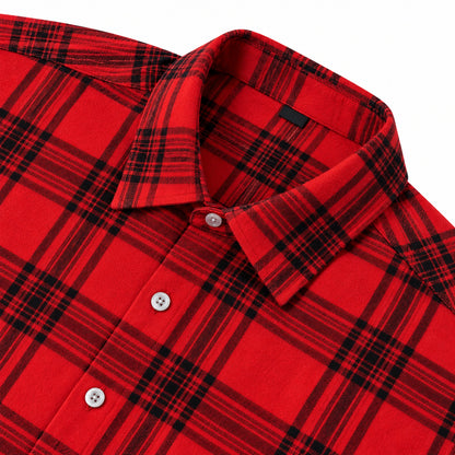 Men's Shirt - Plaid Long-Sleeved Shirt - Classic Ruffled Check Patterned Casual Cotton Men's Clothing Casual Export Shirt