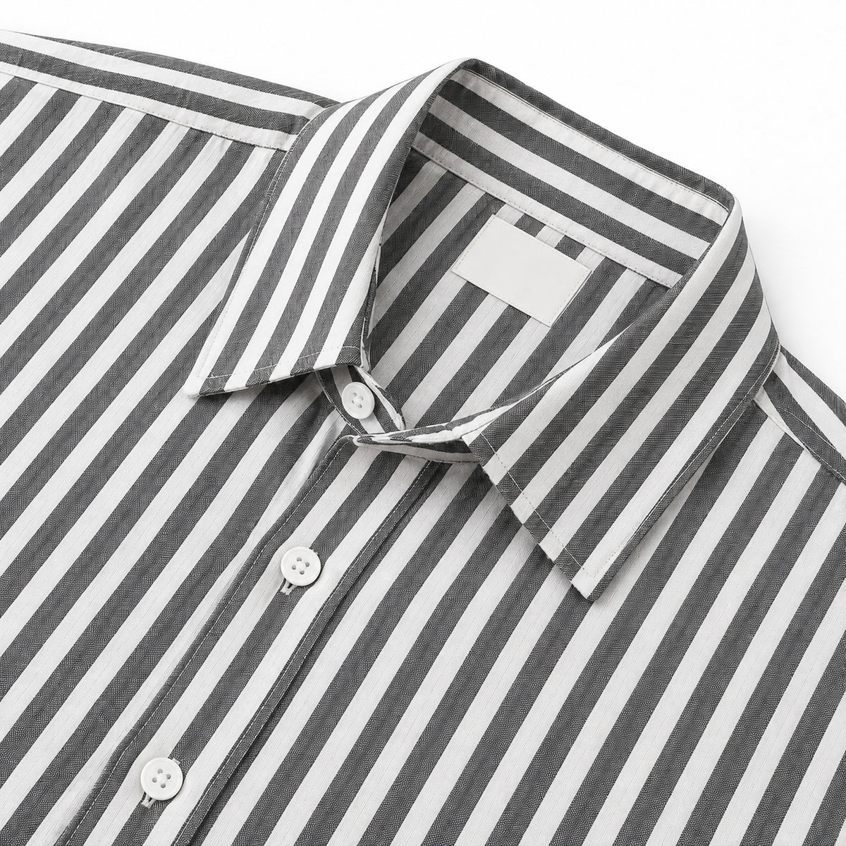 Men's black and white striped loose casual long-sleeved shirt