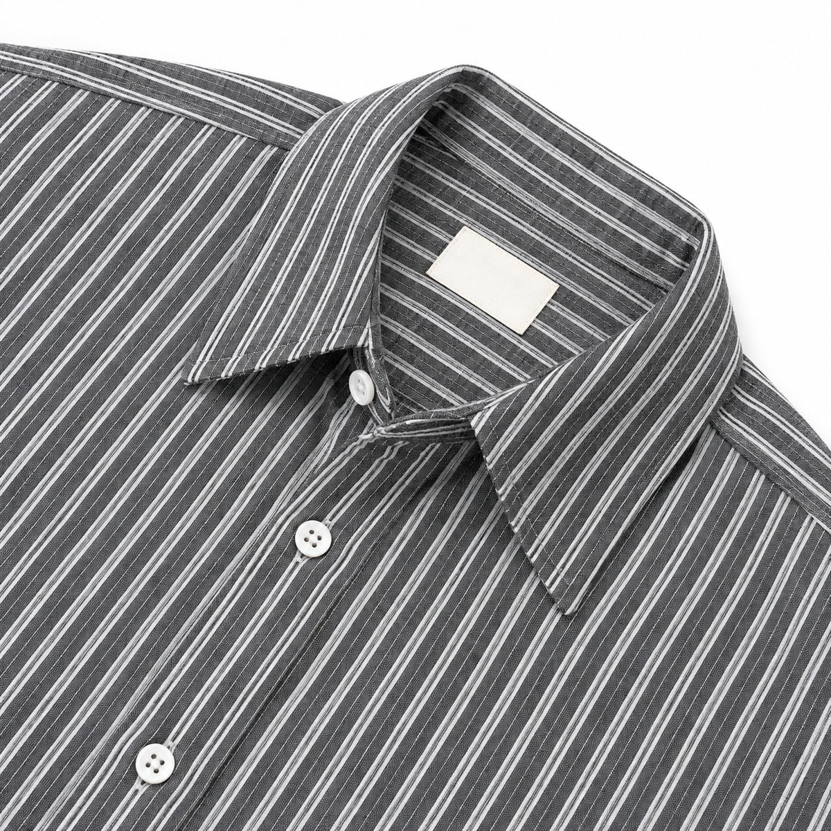 Men's Black Striped Loose Casual Long-Sleeved Shirt