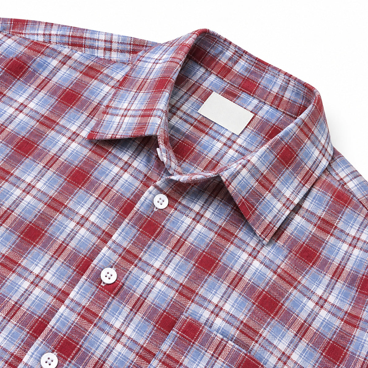 Men's red  plaid loose casual long-sleeved shirt