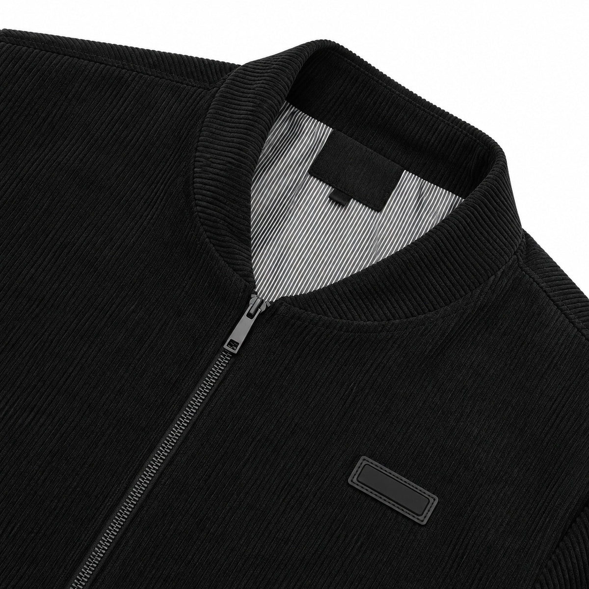 Men's Black Stand Collar Loose Casual Jacket