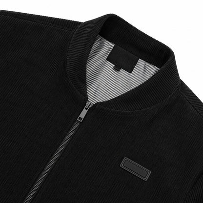Men's Black Stand Collar Loose Casual Jacket