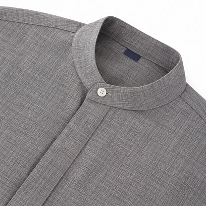 Men's  collar button-down shirt with hidden front opening, cotton-like texture long-sleeved shirt, loose and casual men's clothing wholesale
