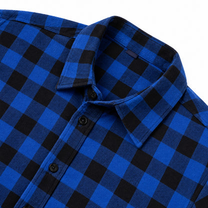 Men's Shirt - Plaid Long-Sleeved Shirt - Classic Ruffled Check Patterned Casual Cotton Men's Clothing Casual Export Shirt