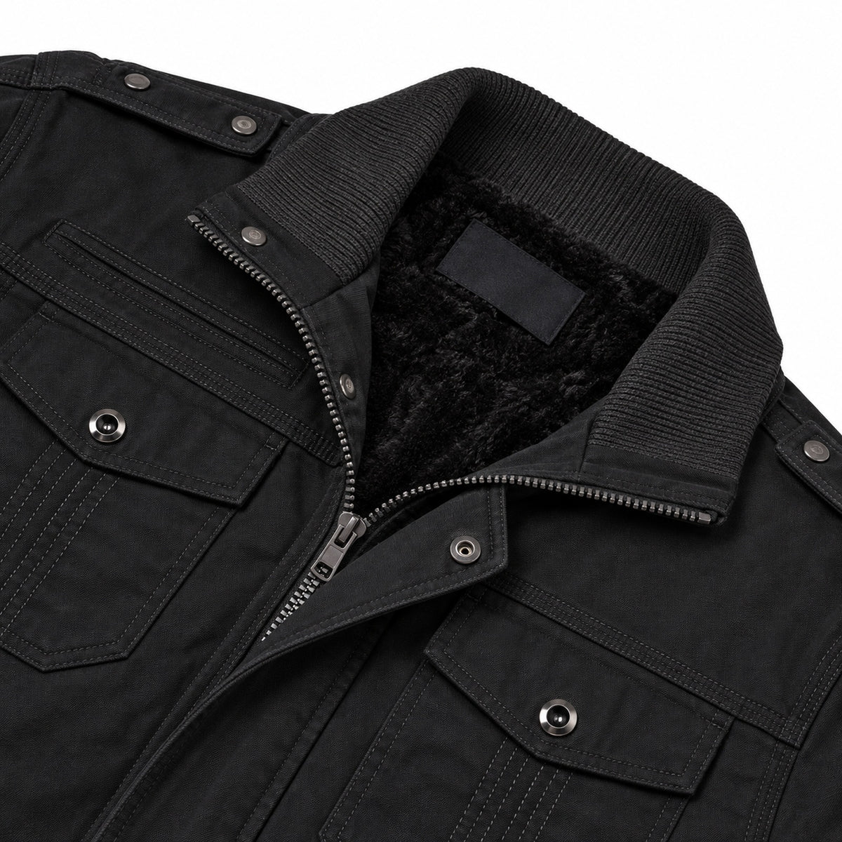Men’s black fleece-lined  hooded jacket
