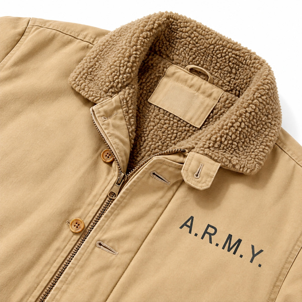 Men's Khaki Cotton Thick Lapel Jacket