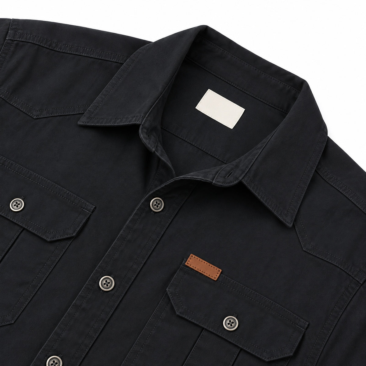 Men's Black Cotton Long-Sleeved Jacket