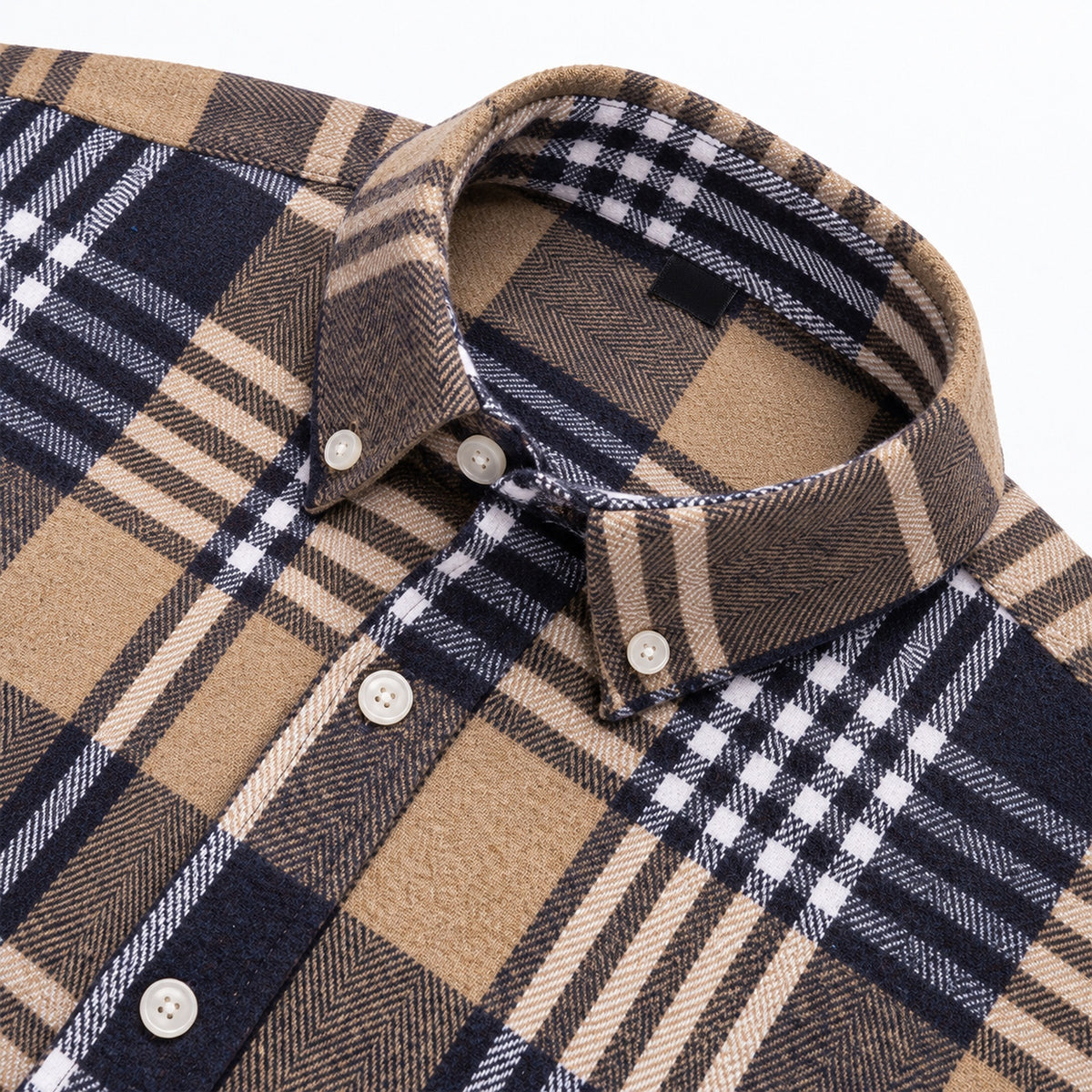 Men's Plus-Size Plaid Shirt, Fleece-Lined, Versatile Casual Fit, Cotton Long Sleeve for Young Men