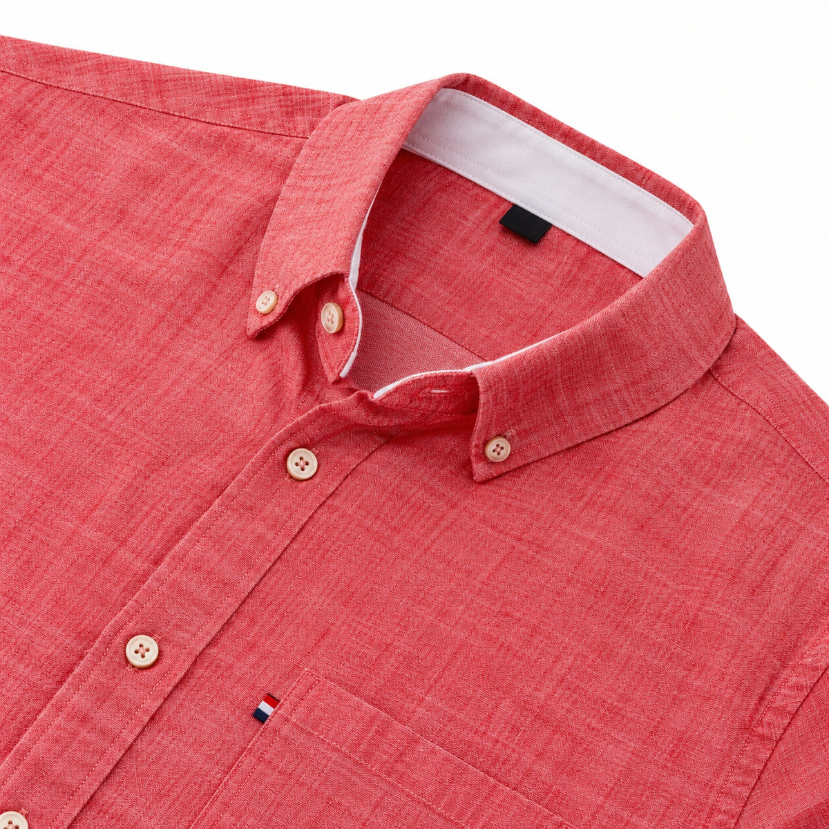Cotton and linen men's long-sleeved shirt, solid color button-down men's shirt, breathable casual shirt