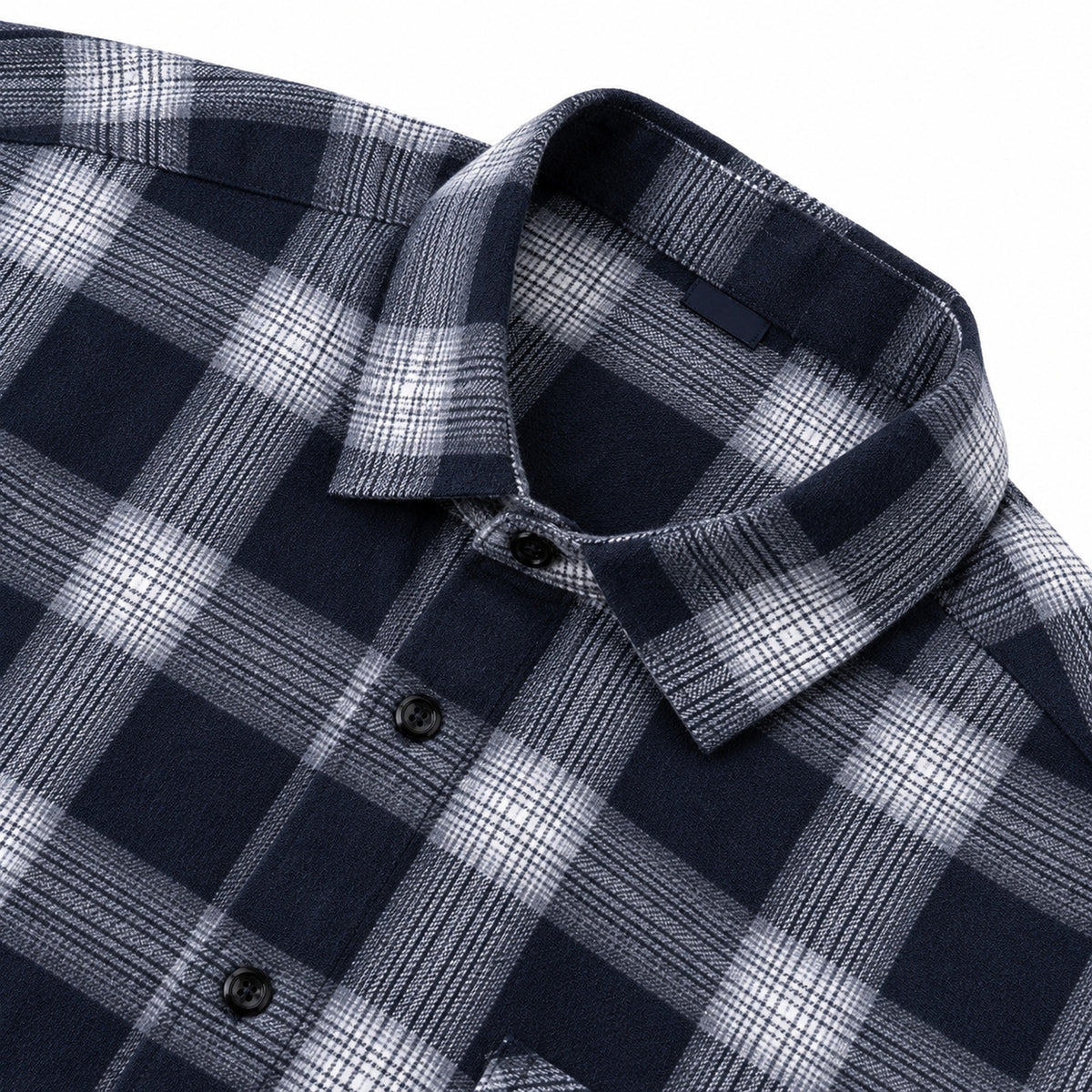 Men's Shirt - Plaid Long-Sleeved Shirt - Classic Ruffled Check Patterned Casual Cotton Men's Clothing Casual Export Shirt