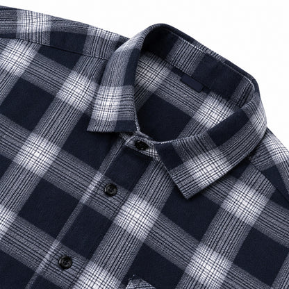 Men's Shirt - Plaid Long-Sleeved Shirt - Classic Ruffled Check Patterned Casual Cotton Men's Clothing Casual Export Shirt