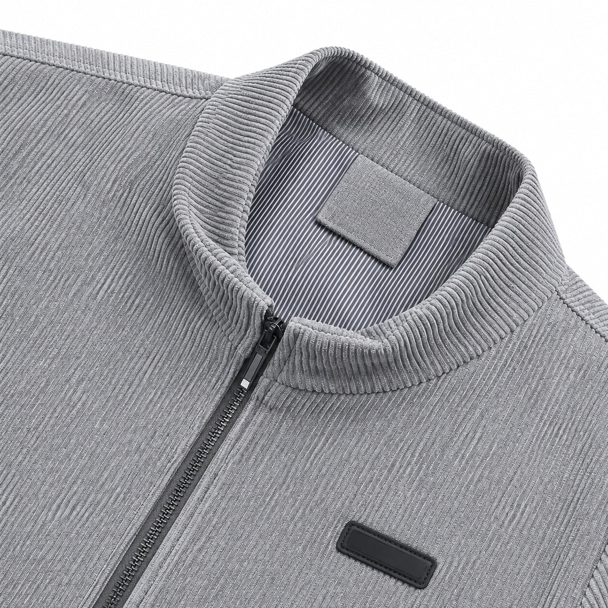 Men's Grey Stand Collar Loose Casual Jacket
