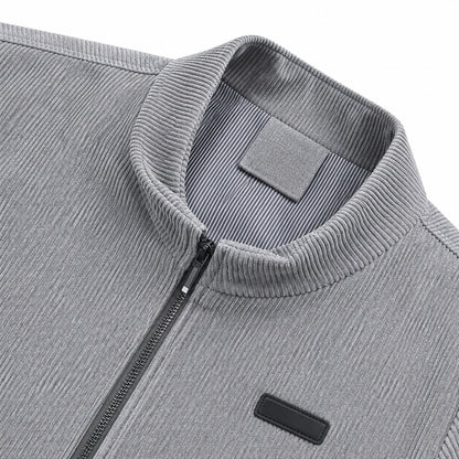 Men's Grey Stand Collar Loose Casual Jacket