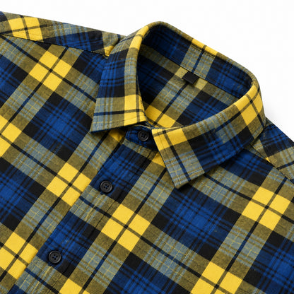 Men's Shirt - Plaid Long-Sleeved Shirt - Classic Ruffled Check Patterned Casual Cotton Men's Clothing Casual Export Shirt