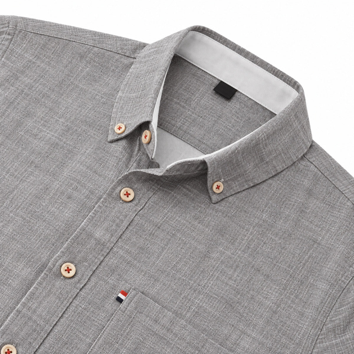 Cotton and linen men's long-sleeved shirt, solid color button-down men's shirt, breathable casual shirt