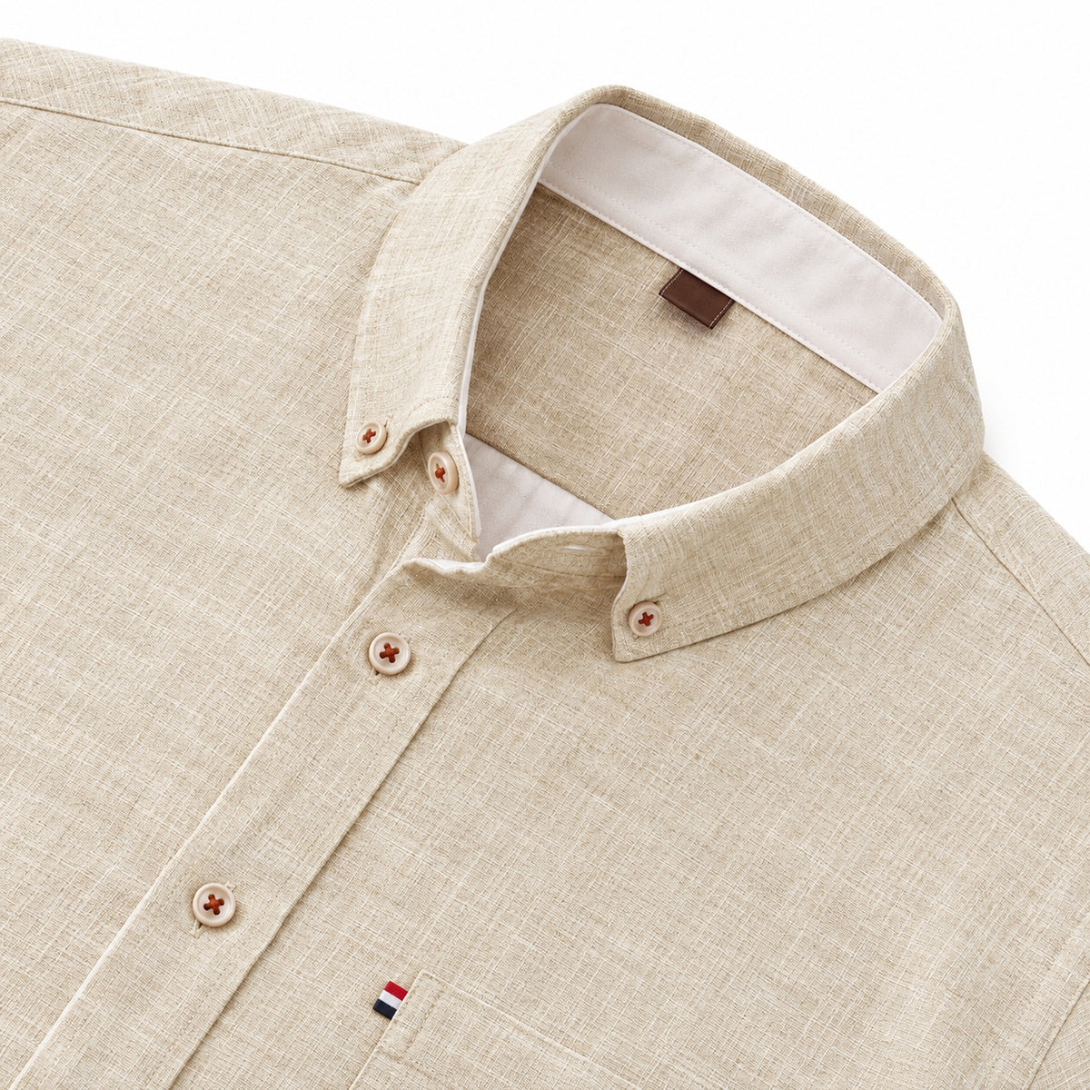 Cotton and linen men's long-sleeved shirt, solid color button-down men's shirt, breathable casual shirt