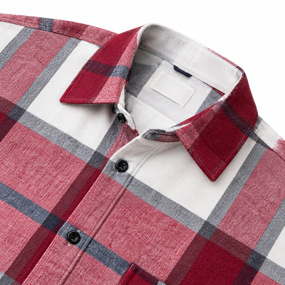 Men's fashionable red and white checkered long-sleeved shirt