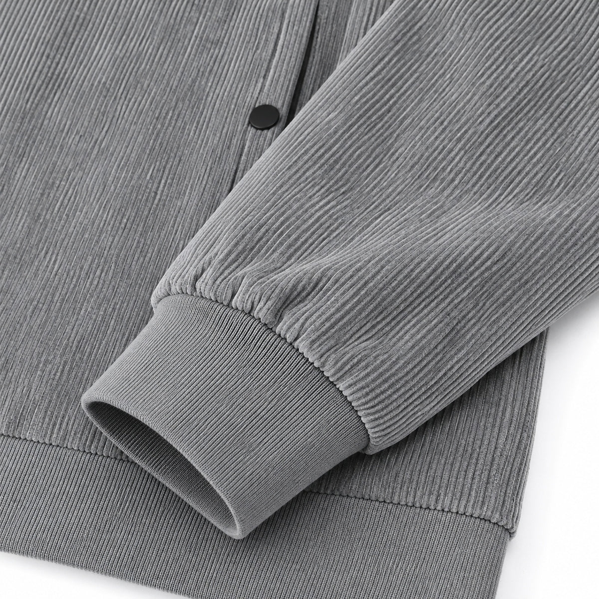 Men's Grey Stand Collar Loose Casual Jacket（Fleece-lined）