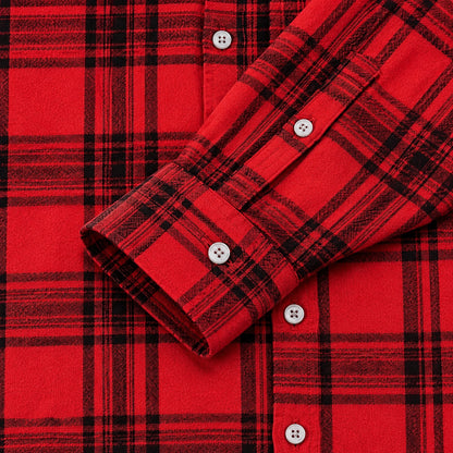 Men's Shirt - Plaid Long-Sleeved Shirt - Classic Ruffled Check Patterned Casual Cotton Men's Clothing Casual Export Shirt