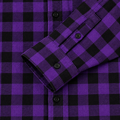 Men's Shirt - Plaid Long-Sleeved Shirt - Classic Ruffled Check Patterned Casual Cotton Men's Clothing Casual Export Shirt