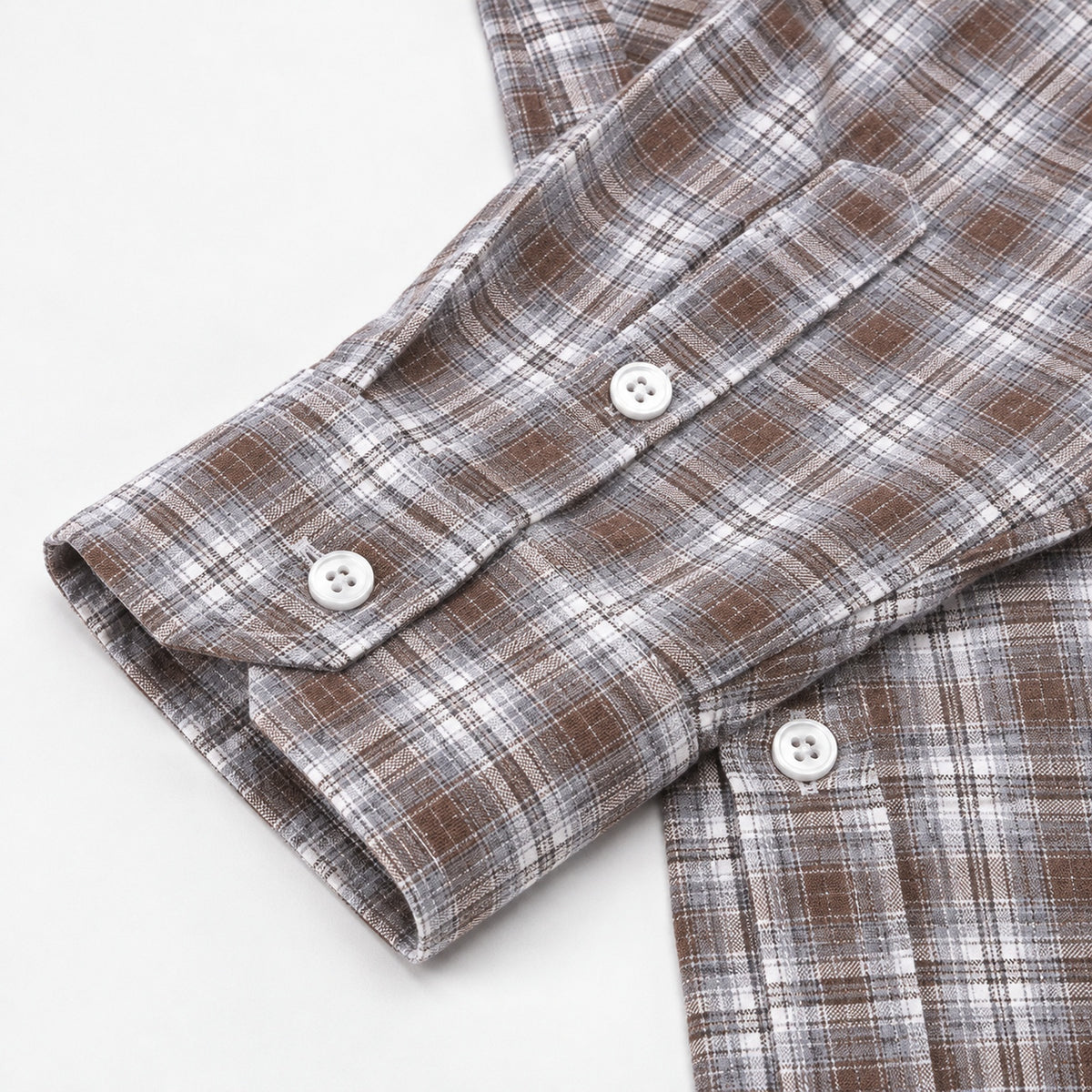 Men's Brown  Checkered Loose Casual Long-Sleeved Shirt