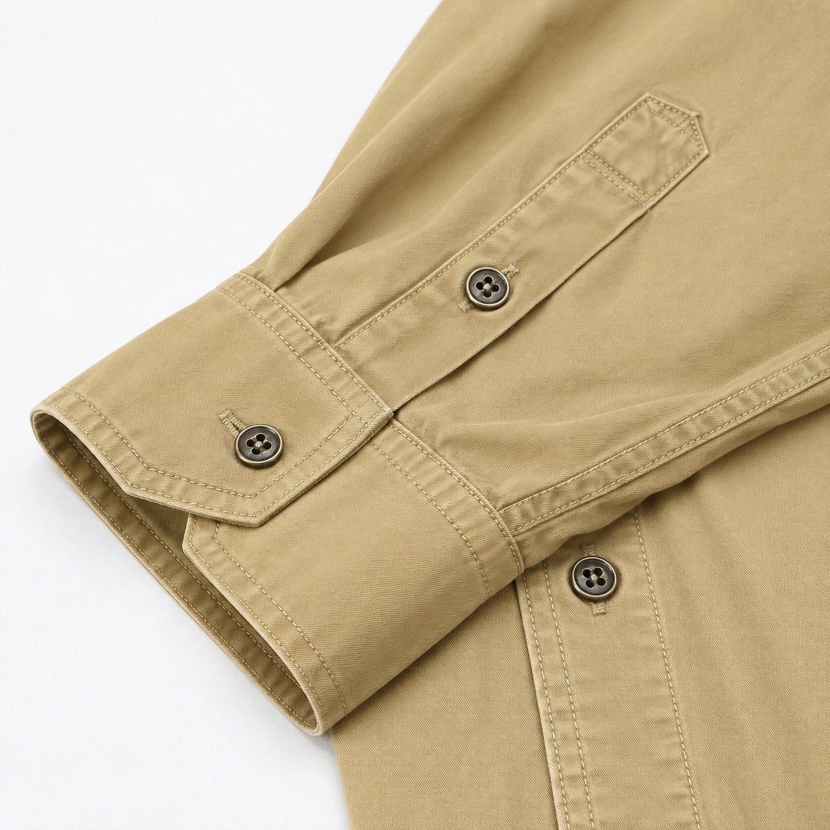 Men's Khaki Cotton Long-Sleeved Jacket