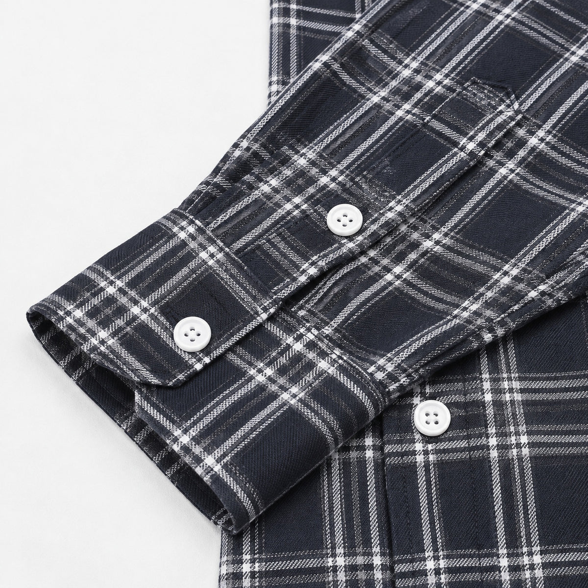 Men's light black plaid loose casual long-sleeved shirt