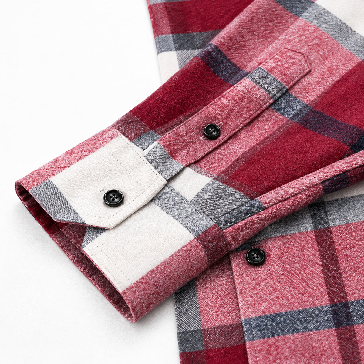 Men's fashionable red and white checkered long-sleeved shirt