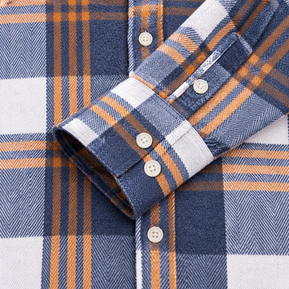 Men's Plus-Size Plaid Shirt, Fleece-Lined, Versatile Casual Fit, Cotton Long Sleeve for Young Men