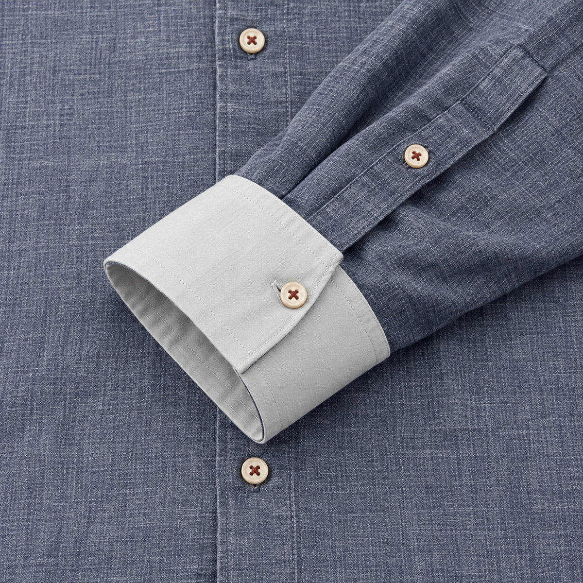 Cotton and linen men's long-sleeved shirt, solid color button-down men's shirt, breathable casual shirt