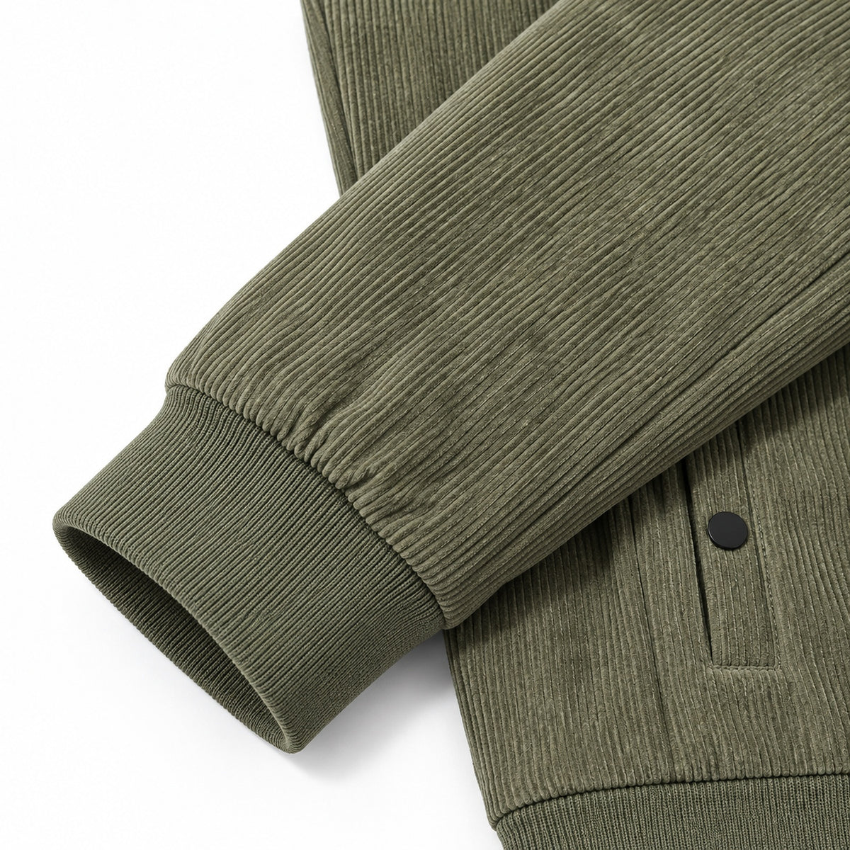 Men's Light Green Stand Collar Loose Casual Jacket (Fleece-lined)