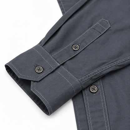 Men's Grey Cotton Long-Sleeved Jacket