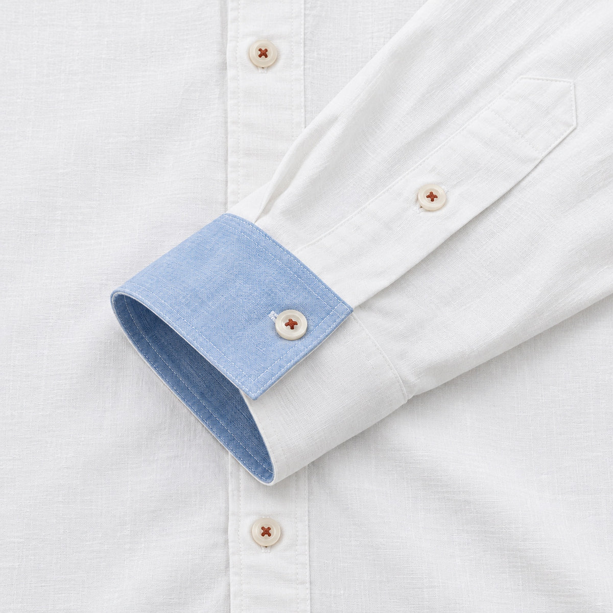 Cotton and linen men's long-sleeved shirt, solid color button-down men's shirt, breathable casual shirt