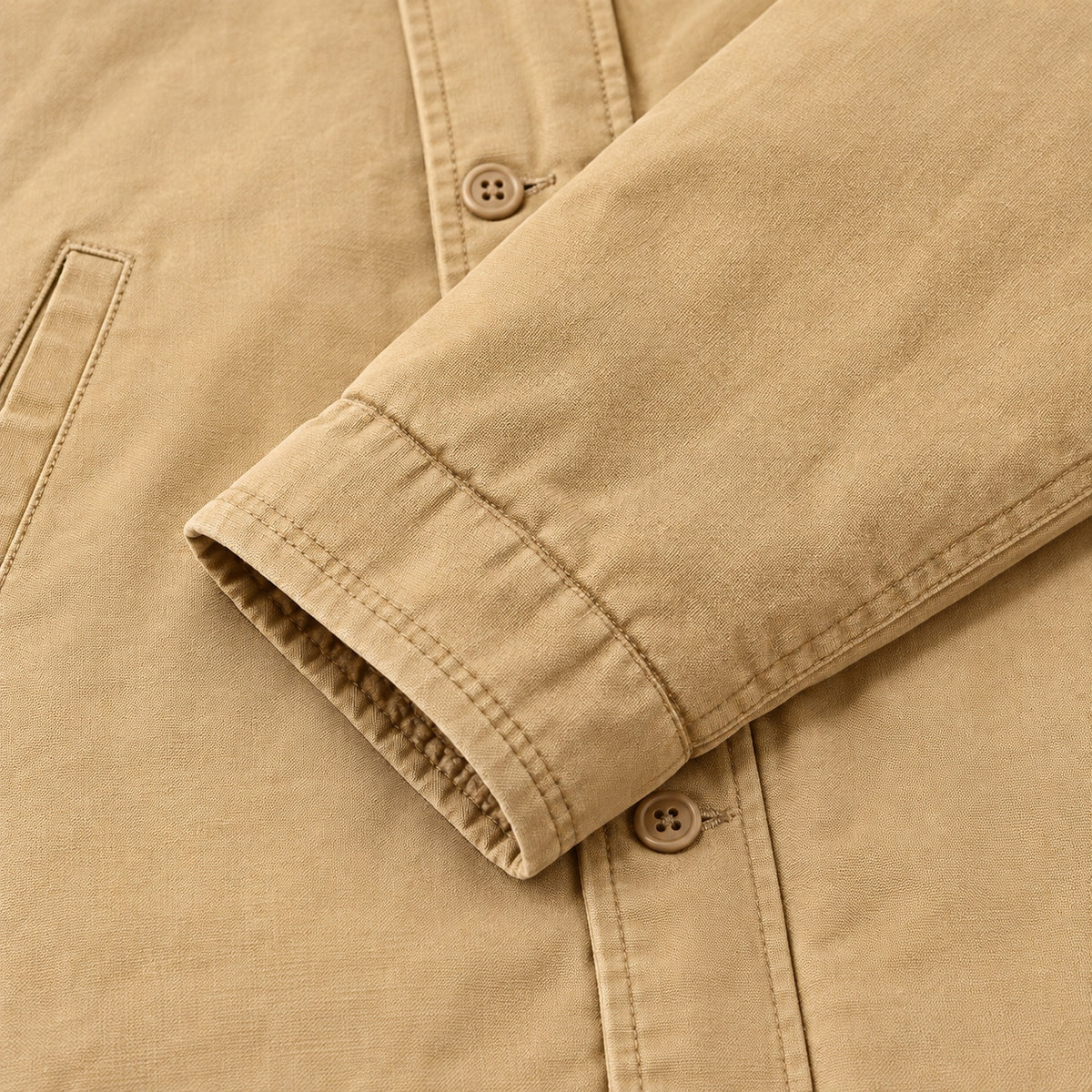 Men's Khaki Cotton Thick Lapel Jacket