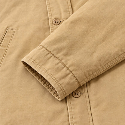 Men's Khaki Cotton Thick Lapel Jacket