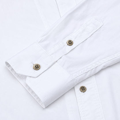 Men's White Cotton Long-Sleeved Jacket