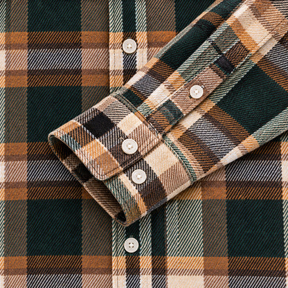 Men's Plus-Size Plaid Shirt, Fleece-Lined, Versatile Casual Fit, Cotton Long Sleeve for Young Men