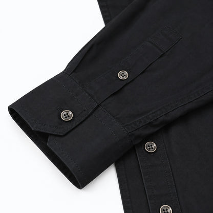 Men's Black Cotton Long-Sleeved Jacket
