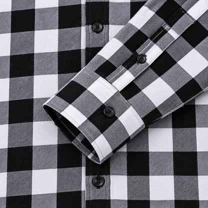 Men's Shirt - Plaid Long-Sleeved Shirt - Classic Ruffled Check Patterned Casual Cotton Men's Clothing Casual Export Shirt